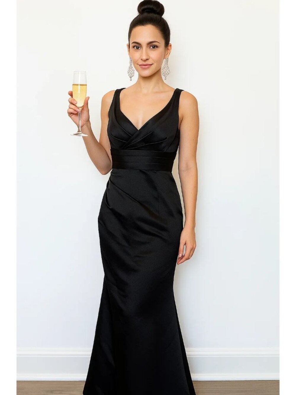 Bill Levkoff Classic Fitted Black Formal Dress Size S